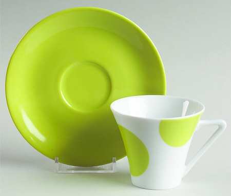 Color Dots Flat Demitasse Cup & Saucer Set