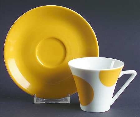 Color Dots Flat Demitasse Cup & Saucer Set