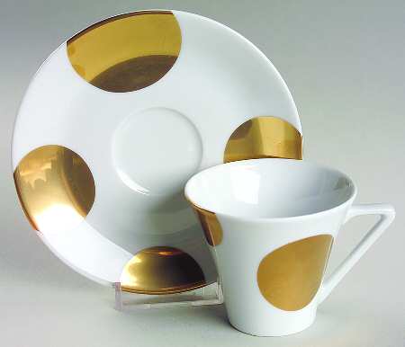 Gold Dots Flat Demitasse Cup & Saucer Set