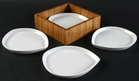 Cafe Blanc (Urban Picnic) 5-Piece Coaster Set (Holder & 4 Coasters)