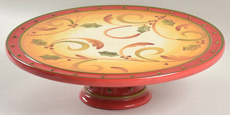 Crimson Berries Footed Cake Plate