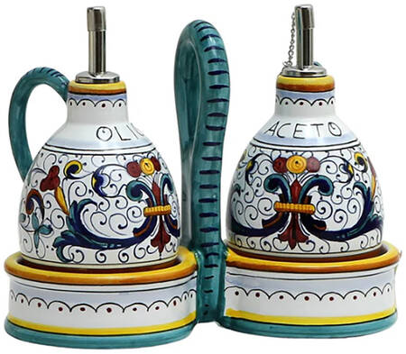 Ricco Deruta Vinegar and Oil Tray Set