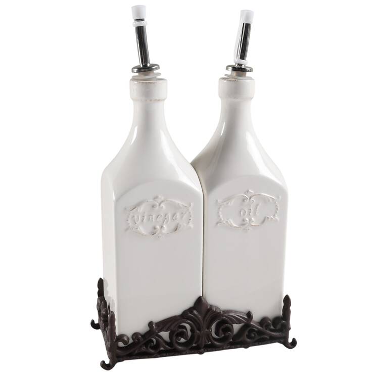 Marie Antoinette Vinegar and Oil Set with Metal Stand