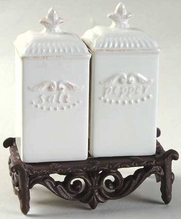 Marie Antoinette Salt & Pepper w/Metal Stand
