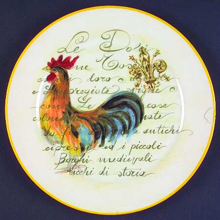 Rooster Script Dinner Plate