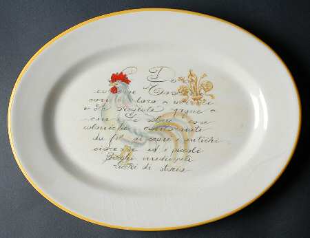 Rooster Script 15" Oval Serving Platter