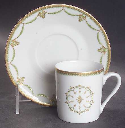 Sully Green Flat Demitasse Cup & Saucer Set