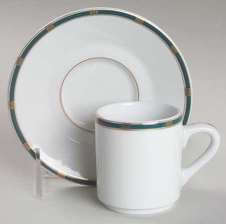 Zenith Green Flat Demitasse Cup & Saucer Set by Philippe Deshoulieres