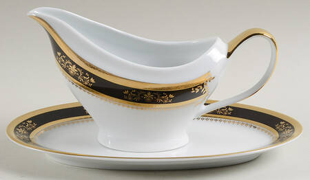 Orsay Black Gravy Boat & Underplate/Relish by Philippe Deshoulieres