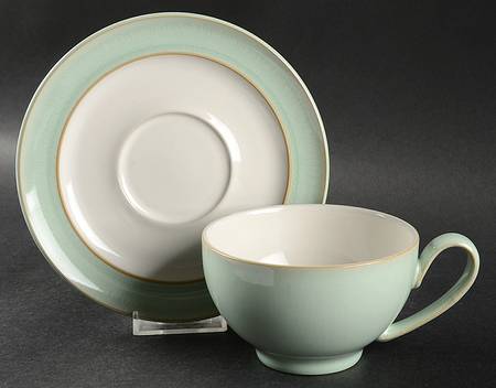 Pure Green Flat Cup & Saucer Set