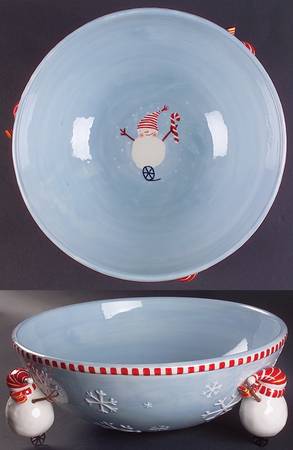 Snowman 11" Large Salad Serving Bowl