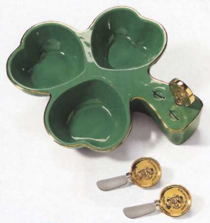 Irish Cheer 4 Piece Shamrock Serving Set