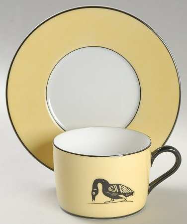 Antic Butter Yellow Flat Cup & Saucer Set