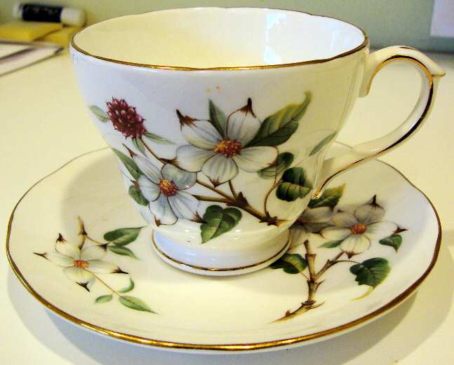 Dogwood Footed Cup & Saucer Set