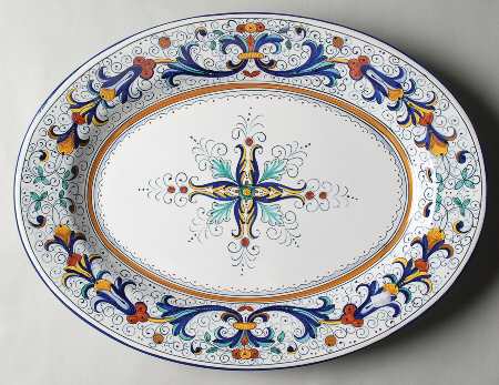 Ricco Deruta Blue 16" Oval Serving Platter