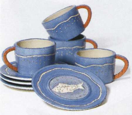 Blue Fin Bay Flat Cup & Saucer Set