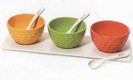 Garden Buzz (7 Pc) Condiment Set(3 Mtf Bowls,3 Mtf Spoons&Tray