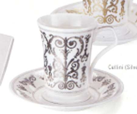 Silver Leaf Footed Cup & Saucer Set