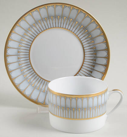 Arcades Grey Gold Flat Cup & Saucer Set