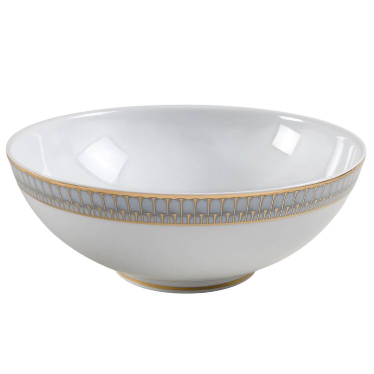 Arcades Grey Gold Large Salad Serving Bowl