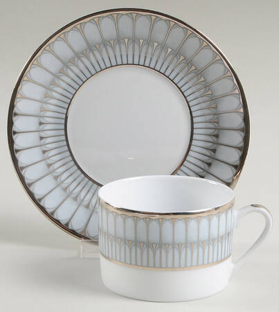Arcades Grey Platinum Flat Cup & Saucer Set