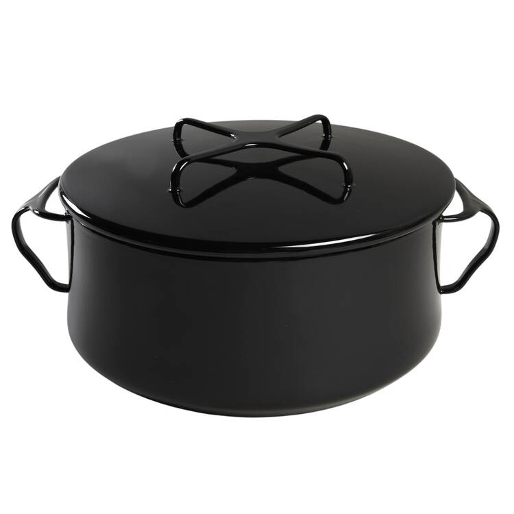 Kobenstyle (Black Outside and Bottom, White Inside 4 Quart Metal Covered Casserole