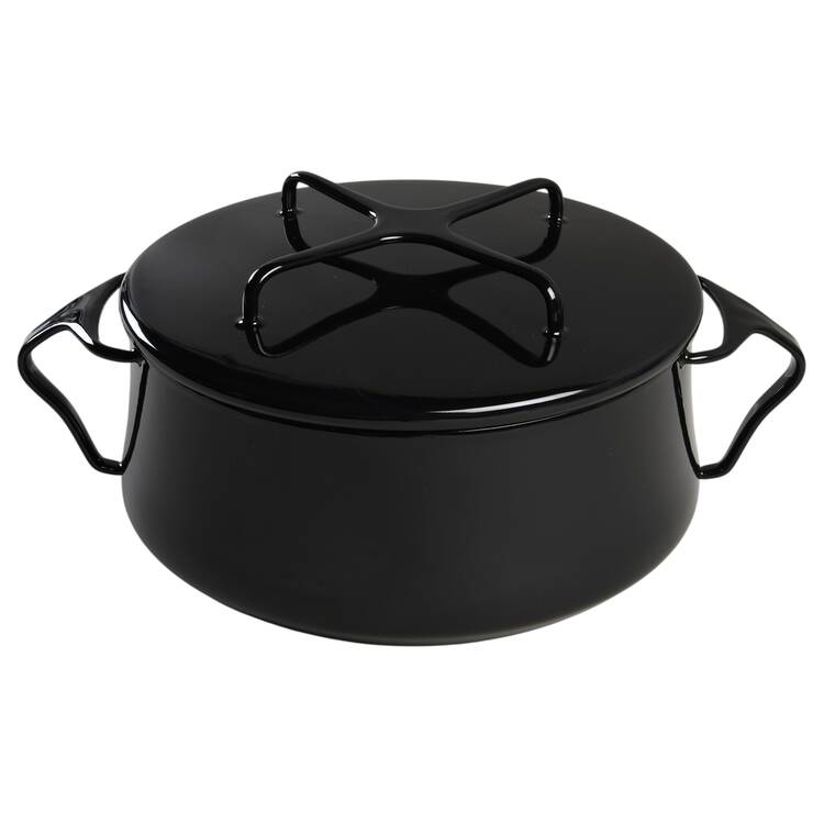 Kobenstyle (Black Outside and Bottom, White Inside 2 Quart Metal Covered Casserole