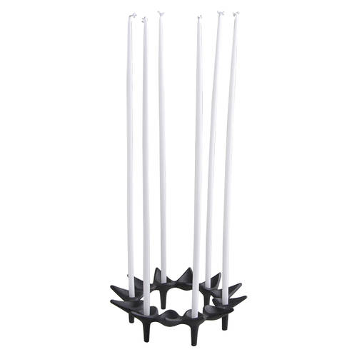 Design with Light Six Light Metal Candlestick with Tapers