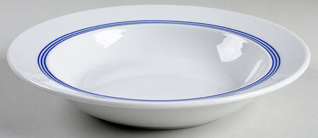Cafe Blanc Stripe Rim Soup Bowl