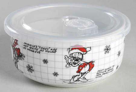 Christmas Sketchbook 16 Oz Round Plastic Microwave Bowl w/Vent Lid