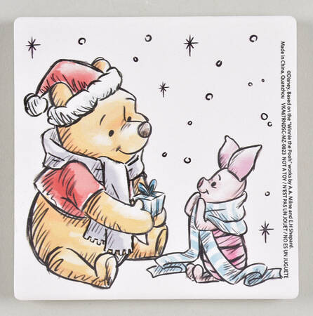 Pooh Christmas Square Corkback Coaster
