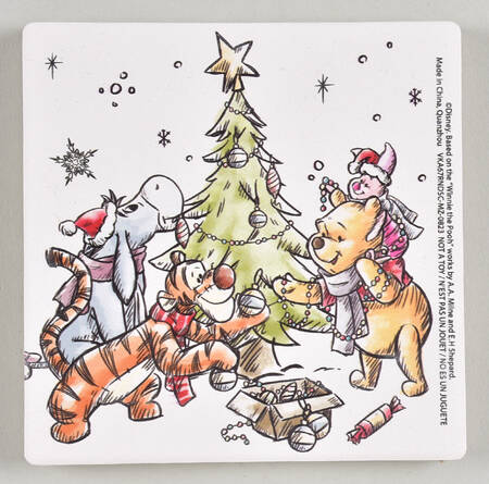 Pooh Christmas Square Corkback Coaster