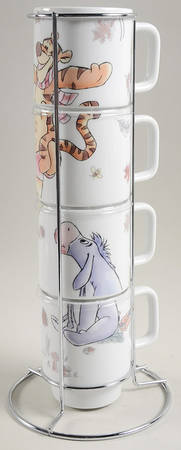 Winnie the Pooh Falling Leaves Stackable Mug - Set of 4 & Metal Holder by Zrike