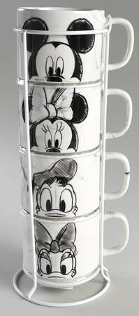 Mickey Mouse and Friends (Miscellaneous) Stackable Mug - Set of 4 & Metal Holder