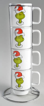The Grinch (Miscellaneous) Stackable Mug - Set of 4 Motifs & Metal Rack