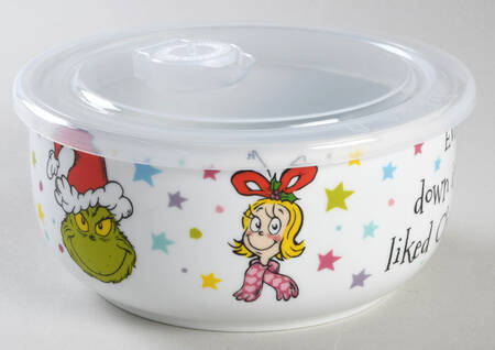 The Grinch (Miscellaneous) 26 Oz Round Plastic Microwave Bowl & Vented Lid