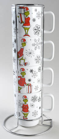 The Grinch (Miscellaneous) Stackable Mug - Set of 4 Motifs & Metal Rack