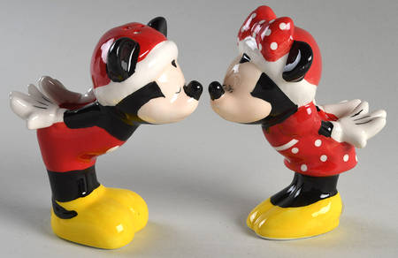 Mickey and Minnie Christmas Fun Figural Salt & Pepper Set