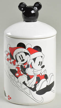 Mickey and Minnie Christmas Fun 7" Storage Jar & Lid