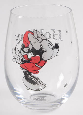 Mickey and Minnie Christmas Fun Glassware Stemless Wine