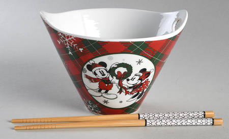 Mickey and Minnie Christmas Fun Noodle Bowl & Chopsticks Set