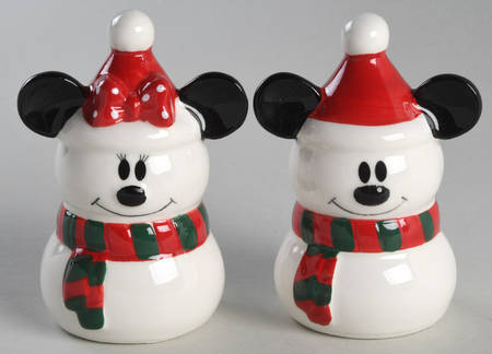 Mickey and Minnie Christmas Fun Figural Salt and Pepper