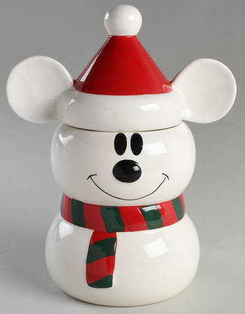 Mickey and Minnie Christmas Fun Figural Cookie Jar & Lid
