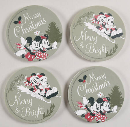 Mickey and Minnie Christmas Fun Coaster Set - 4 Piece (2 COAM1 & 2 COAM2)