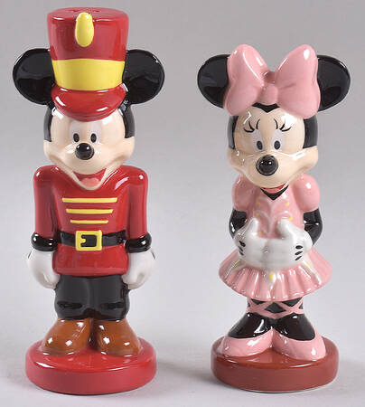 Mickey and Minnie Christmas Fun Figural Salt & Pepper Set
