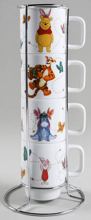 Winnie the Pooh Spring Days Stackable Mug - Set of 4 & Metal Holder