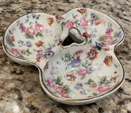 DORSET (CHEERY CHINTZ, GOLD TRIM) 3-Part Relish