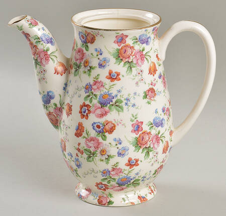 DORSET (CHEERY CHINTZ, GOLD TRIM) Small Coffee Pot No Lid