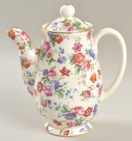 DORSET (CHEERY CHINTZ, GOLD TRIM) Individual Coffee Pot & Lid