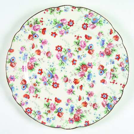 DORSET (CHEERY CHINTZ, GOLD TRIM) Luncheon Plate